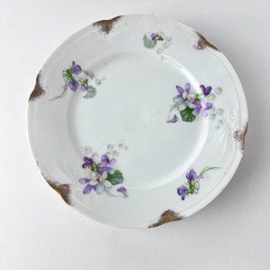 Vintage violet plates, porcelain dessert plates set of 4 Cottage style